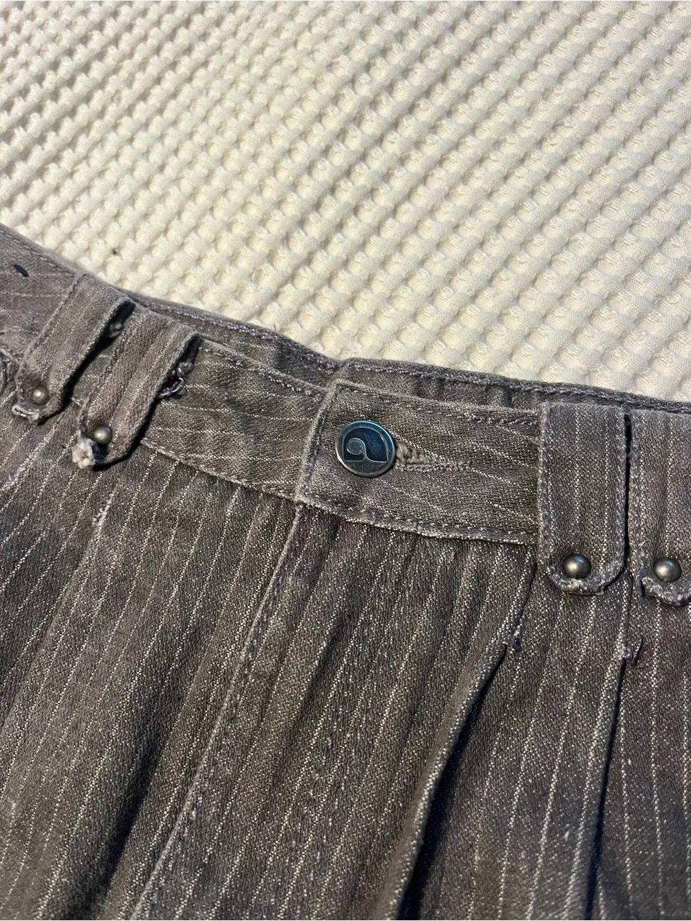 UNIONBAY Vintage Women's Pinstripe Straight-Leg Pants in Dark Gray - Picture 3 of 12